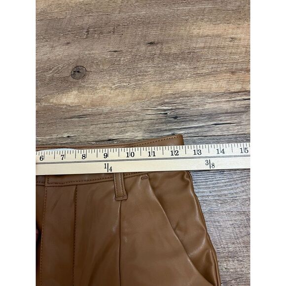 Abercrombie & Fitch Ultra High-Rise Faux Leather Pants Split Ankle Brown 26 NWT - Picture 6 of 12